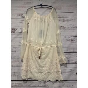 NWT Cha Sor Vintage‎ Lace Off Shoulder Long Sleeve Mini Dress size Small